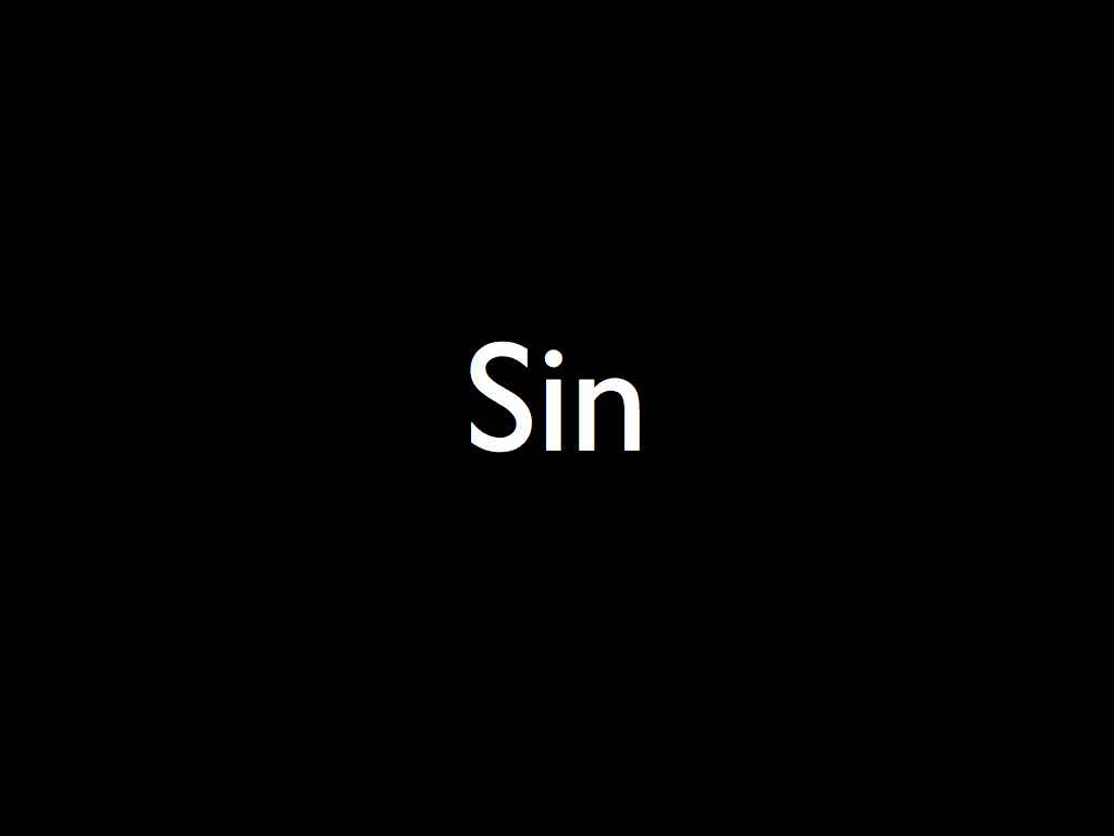 Sin in white letters with a black background.