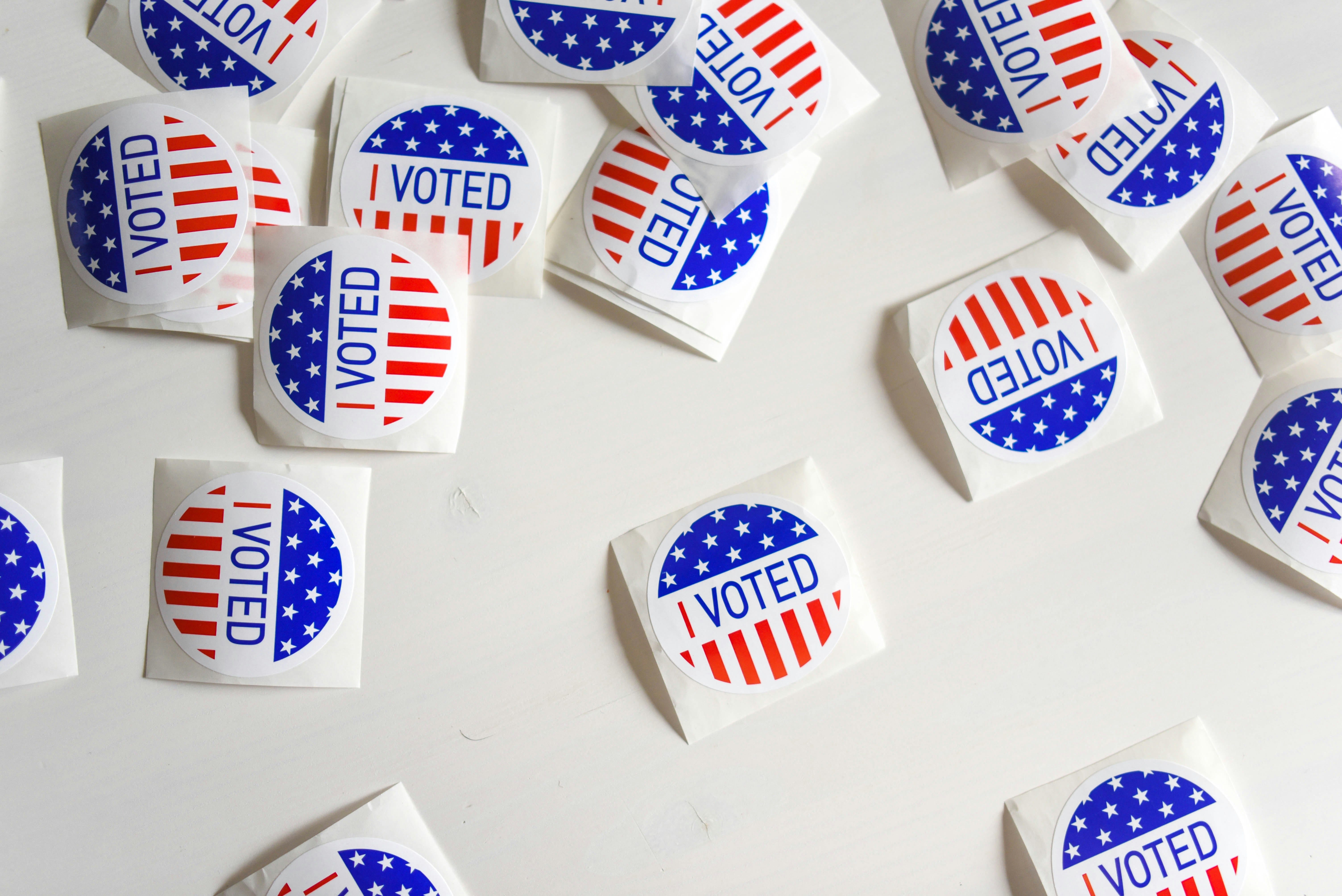 Voting pins.