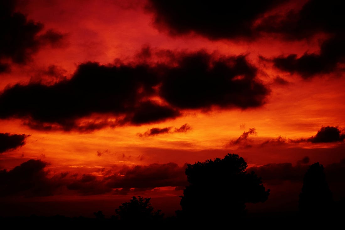 Red sky.