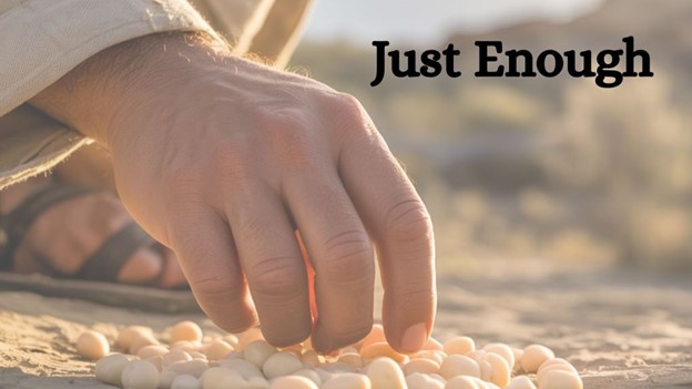 Man's hand picking up manna?