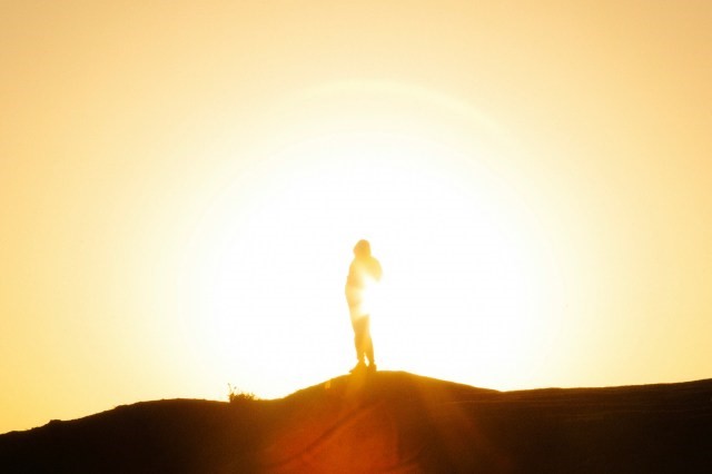 Profile silhouette in the bright sun.